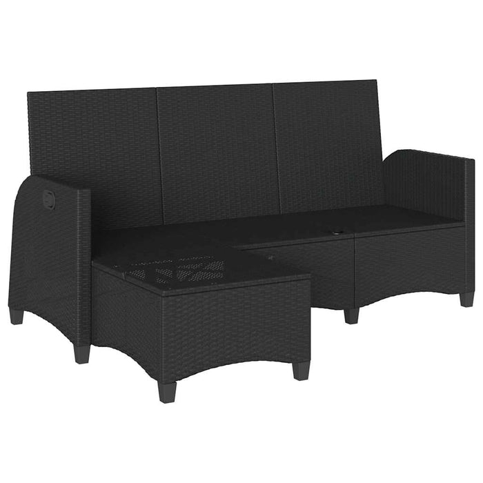 Reclining Garden Sofa With Cushions L-Shaped Black Poly Rattan Aobnxtn