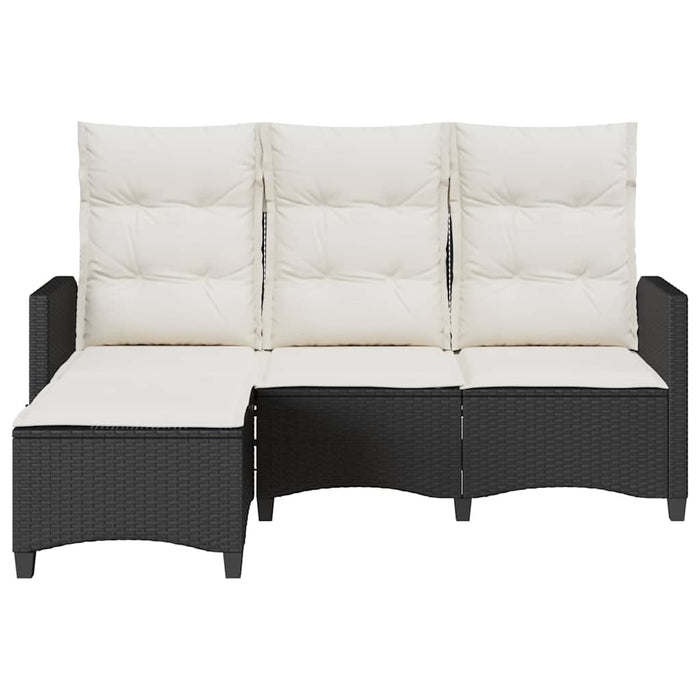Reclining Garden Sofa With Cushions L-Shaped Black Poly Rattan Aobnxtn