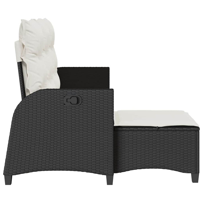 Reclining Garden Sofa With Cushions L-Shaped Black Poly Rattan Aobnxtn