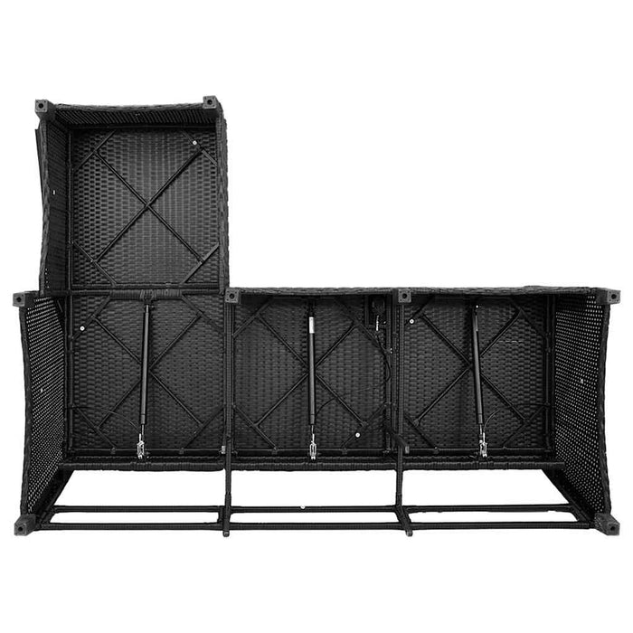 Reclining Garden Sofa With Cushions L-Shaped Black Poly Rattan Aobnxtn
