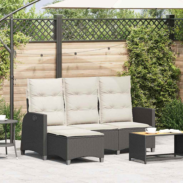 Reclining Garden Sofa With Cushions L-Shaped Black Poly Rattan Aobnxtn