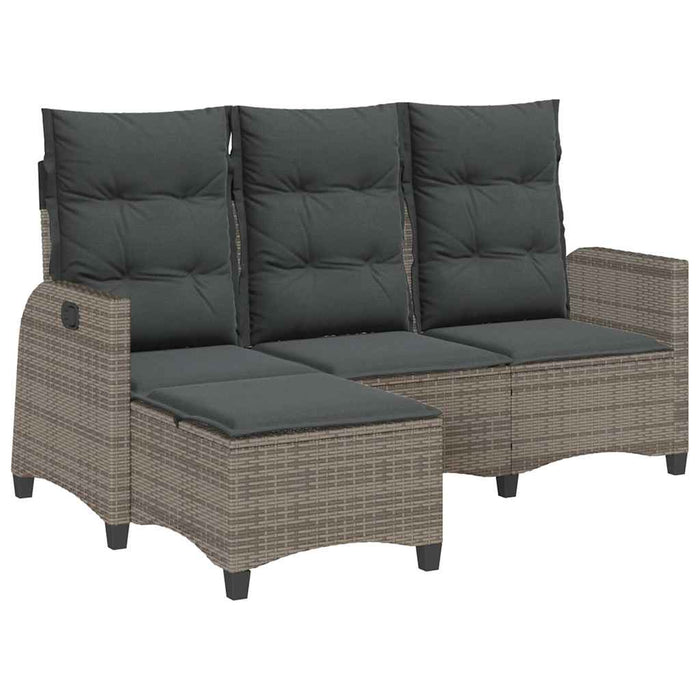 Reclining Garden Sofa With Cushions L-Shaped Grey Poly Rattan Aobnxab