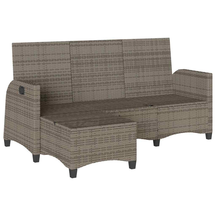 Reclining Garden Sofa With Cushions L-Shaped Grey Poly Rattan Aobnxab