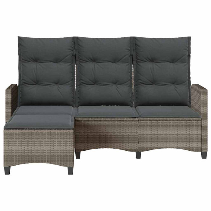 Reclining Garden Sofa With Cushions L-Shaped Grey Poly Rattan Aobnxab