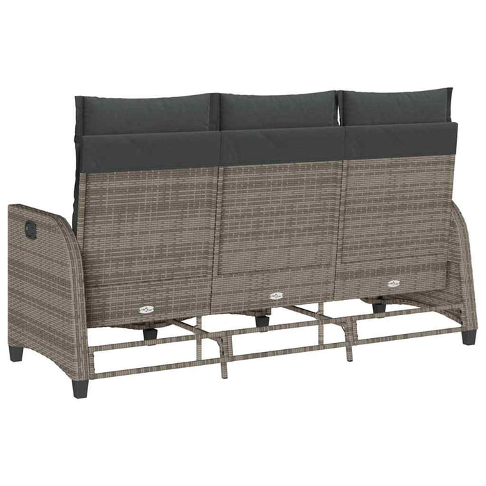 Reclining Garden Sofa With Cushions L-Shaped Grey Poly Rattan Aobnxab