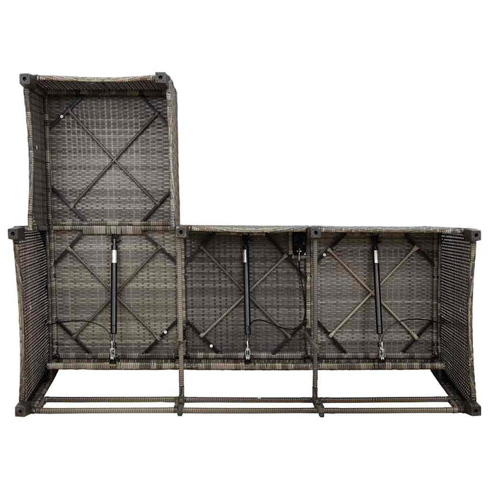 Reclining Garden Sofa With Cushions L-Shaped Grey Poly Rattan Aobnxab