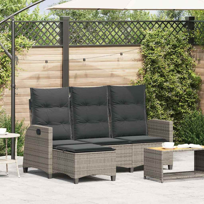 Reclining Garden Sofa With Cushions L-Shaped Grey Poly Rattan Aobnxab