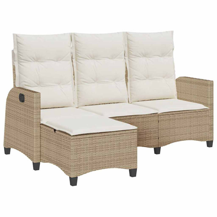 Reclining Garden Sofa With Cushions L-Shaped Beige Poly Rattan Aobnxax