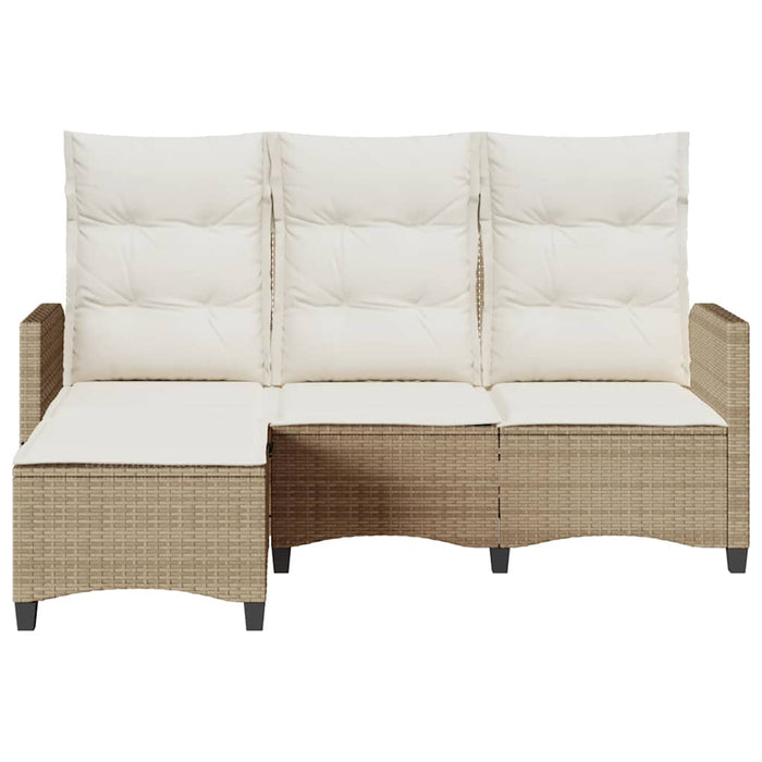 Reclining Garden Sofa With Cushions L-Shaped Beige Poly Rattan Aobnxax