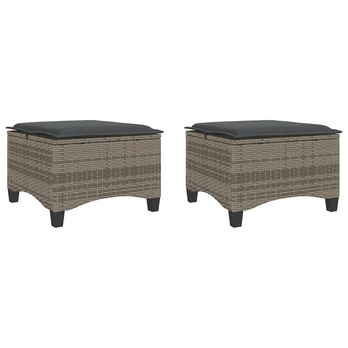 Garden Stools With Cushions 2 Pcs Grey 55X55X36 Cm Poly Rattan Aobnxan