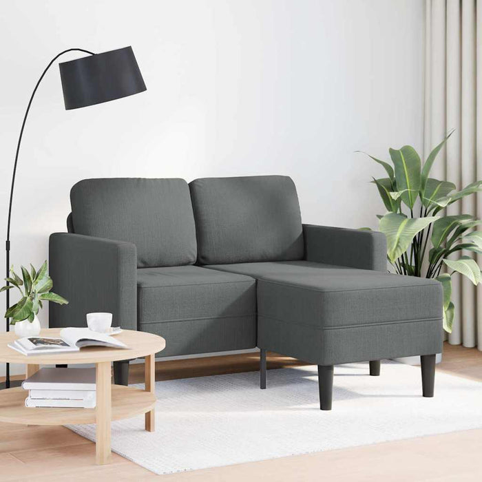 2-Seater Sofa With Chaise L-Shaped Dark Grey 125 Cm Fabric Aobiblx
