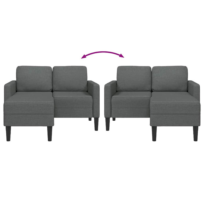 2-Seater Sofa With Chaise L-Shaped Dark Grey 125 Cm Fabric Aobiblx