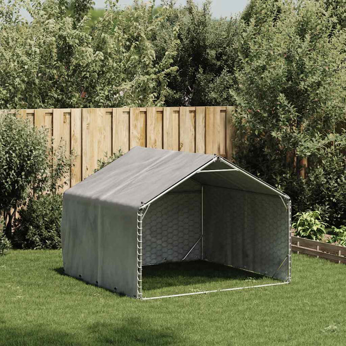 Outdoor Dog Kennel With Cover 2X2X1.5 M Galvanised Steel Aobpabn