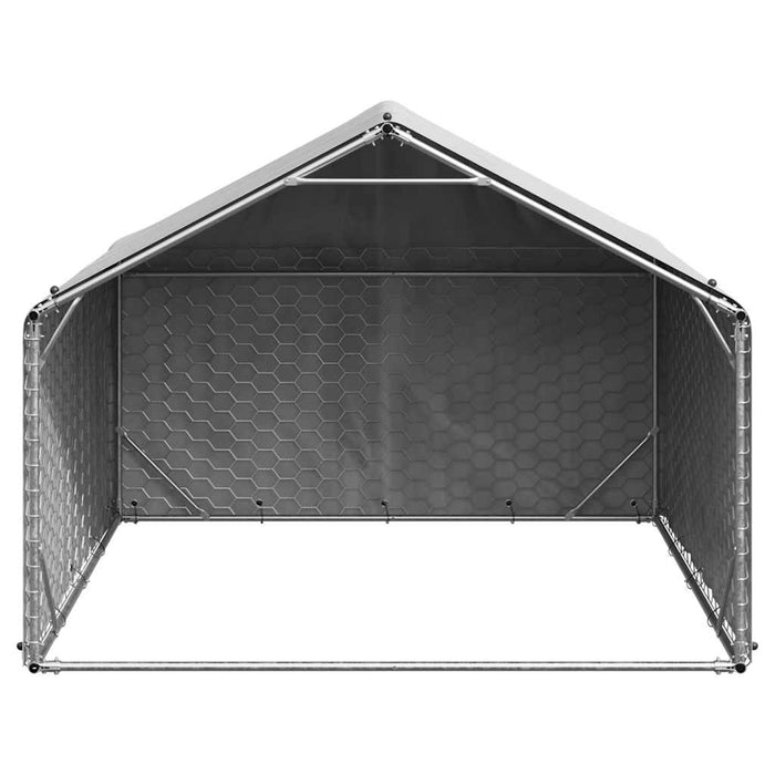 Outdoor Dog Kennel With Cover 2X2X1.5 M Galvanised Steel Aobpabn