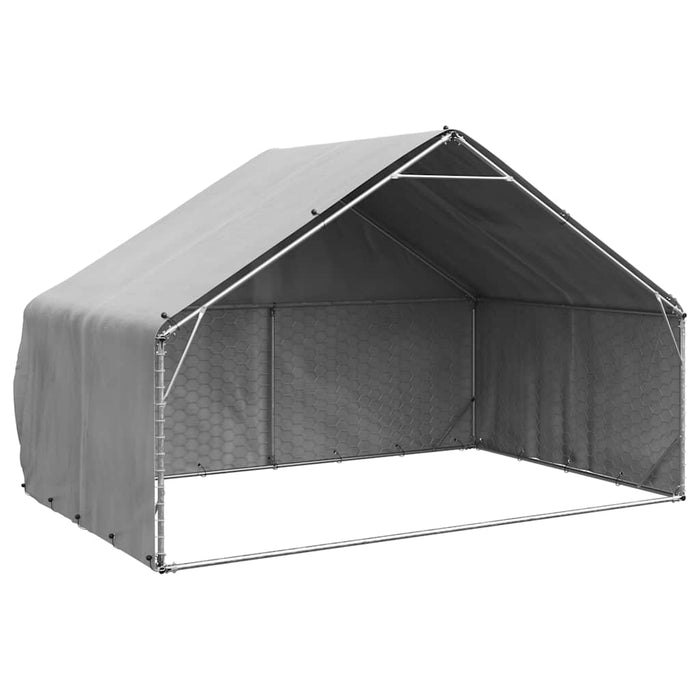 Outdoor Dog Kennel With Cover 3X2X1.9 M Galvanised Steel Aobpabk