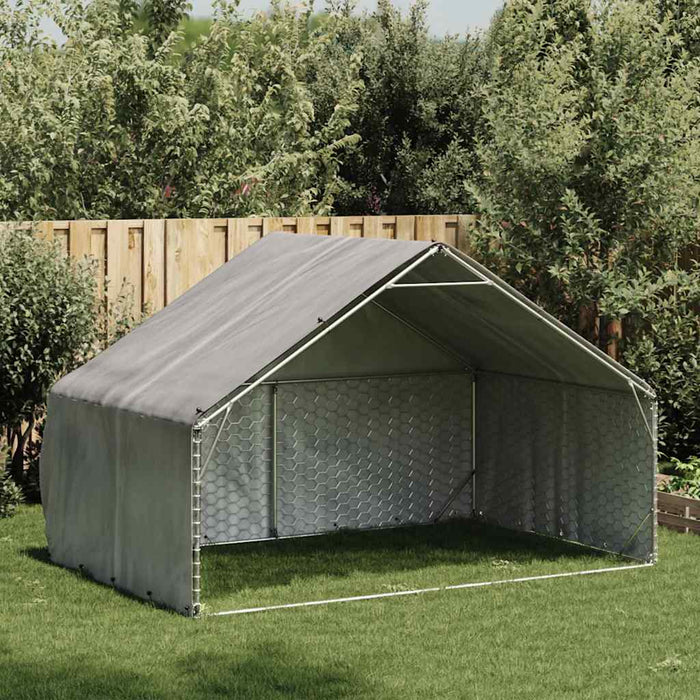 Outdoor Dog Kennel With Cover 3X2X1.9 M Galvanised Steel Aobpabk