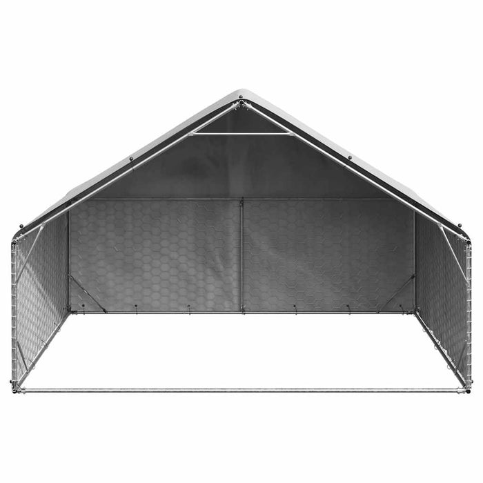 Outdoor Dog Kennel With Cover 3X2X1.9 M Galvanised Steel Aobpabk