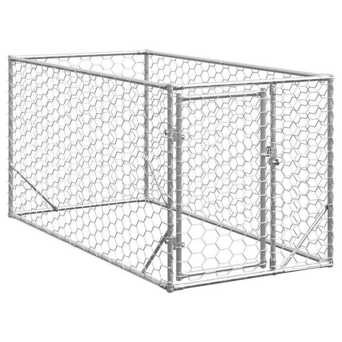 Outdoor Dog Kennel With Door 2X1X1 M Galvanised Steel Aobpaob