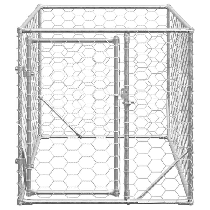 Outdoor Dog Kennel With Door 2X1X1 M Galvanised Steel Aobpaob
