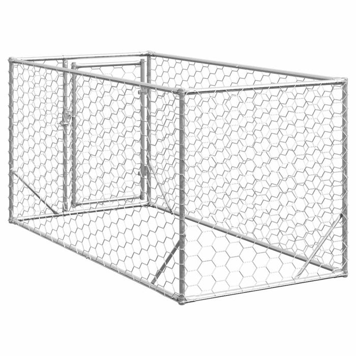 Outdoor Dog Kennel With Door 2X1X1 M Galvanised Steel Aobpaob