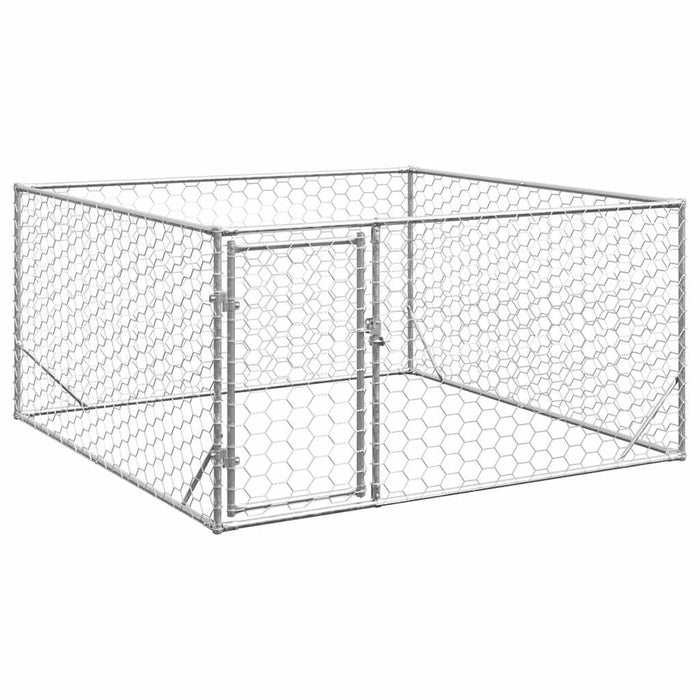 Outdoor Dog Kennel With Door 2X2X1 M Galvanised Steel Aobpaoo
