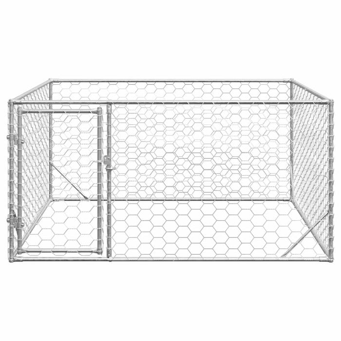 Outdoor Dog Kennel With Door 2X2X1 M Galvanised Steel Aobpaoo