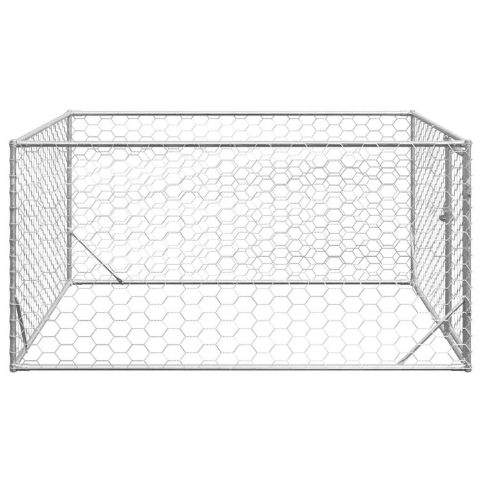 Outdoor Dog Kennel With Door 2X2X1 M Galvanised Steel Aobpaoo