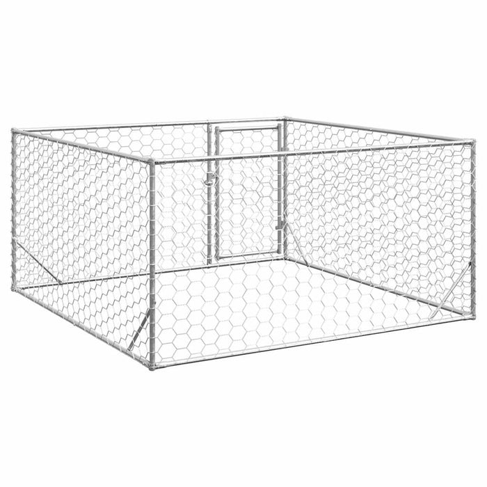 Outdoor Dog Kennel With Door 2X2X1 M Galvanised Steel Aobpaoo