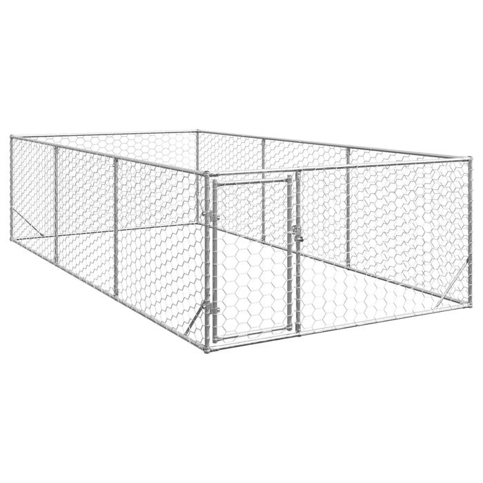 Outdoor Dog Kennel With Door 2X4X1 M Galvanised Steel Aobpaox