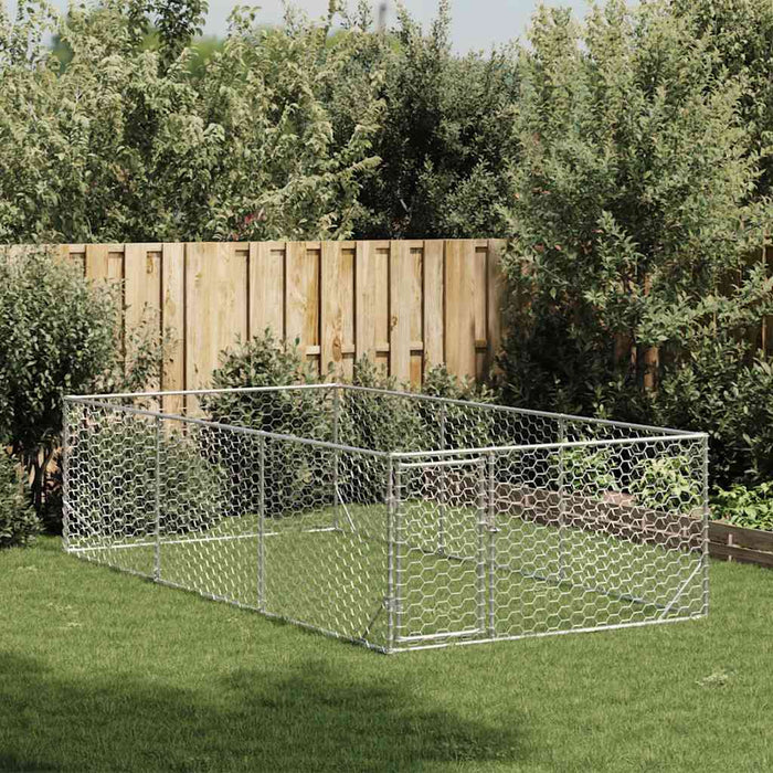 Outdoor Dog Kennel With Door 2X4X1 M Galvanised Steel Aobpaox