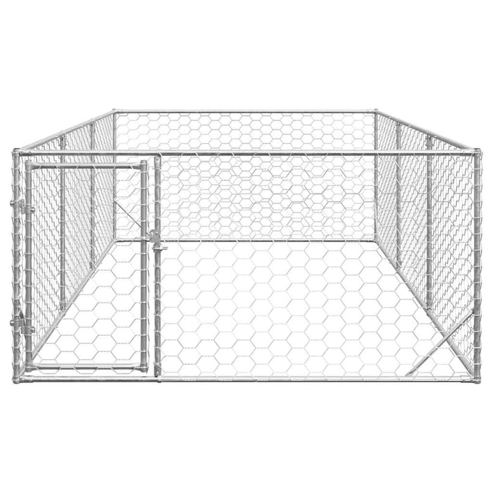 Outdoor Dog Kennel With Door 2X4X1 M Galvanised Steel Aobpaox