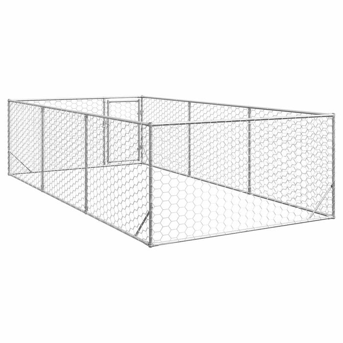 Outdoor Dog Kennel With Door 2X4X1 M Galvanised Steel Aobpaox