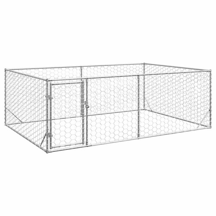 Outdoor Dog Kennel With Door 3X2X1 M Galvanised Steel Aobpaot