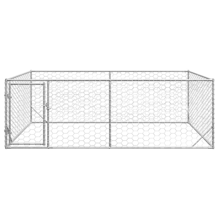 Outdoor Dog Kennel With Door 3X2X1 M Galvanised Steel Aobpaot