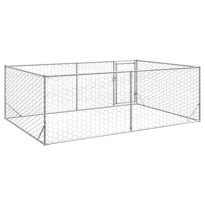 Outdoor Dog Kennel With Door 3X2X1 M Galvanised Steel Aobpaot