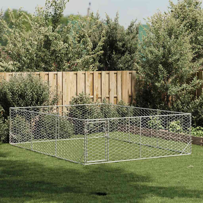 Outdoor Dog Kennel With Door 3X4X1 M Galvanised Steel Aobpaoa