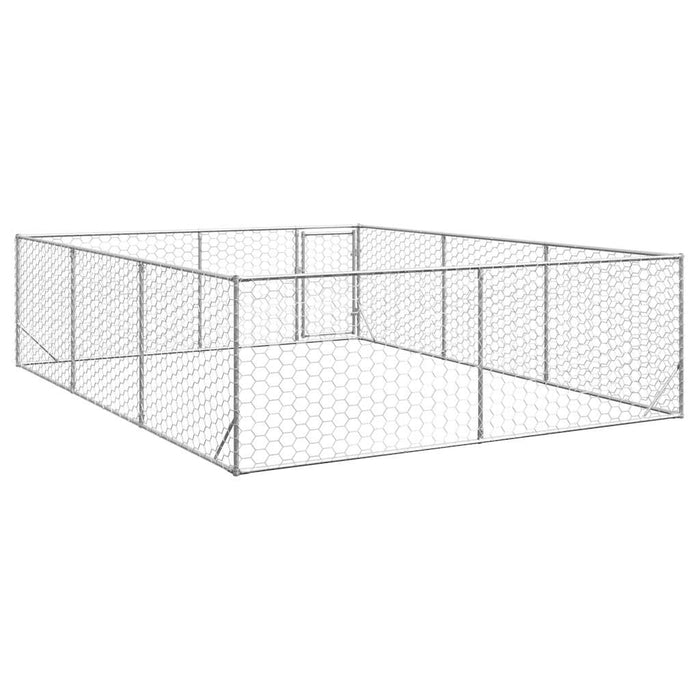 Outdoor Dog Kennel With Door 3X4X1 M Galvanised Steel Aobpaoa