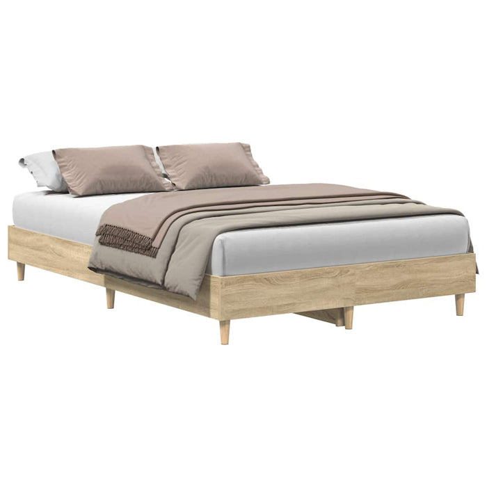 Double Size Bed Frame No Mattress Sonoma Oak 135X190 Cm Engineered Wood Nlobln