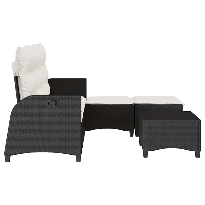 3 Piece Garden Sofa Set With Cushions L-Shaped Black Poly Rattan Ttxnltn