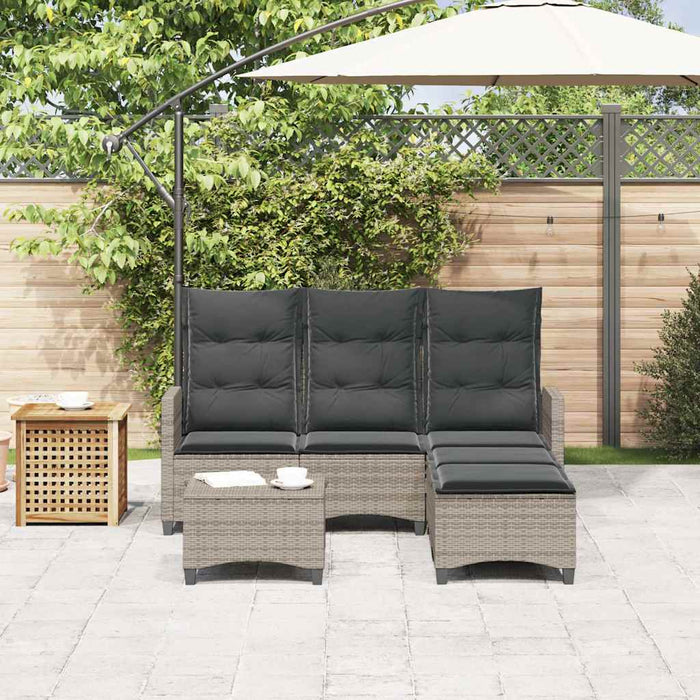 3 Piece Garden Sofa Set With Cushions L-Shaped Grey Poly Rattan Ttxnlab