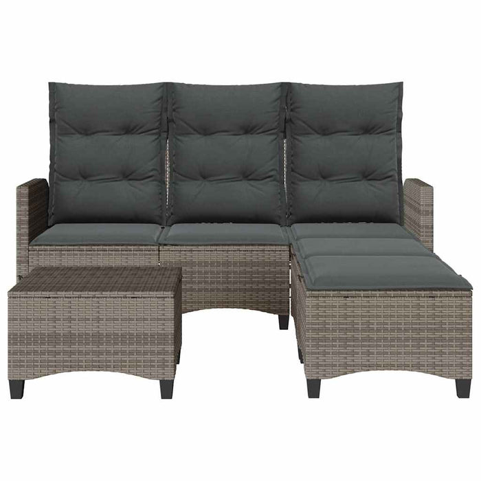 3 Piece Garden Sofa Set With Cushions L-Shaped Grey Poly Rattan Ttxnlab