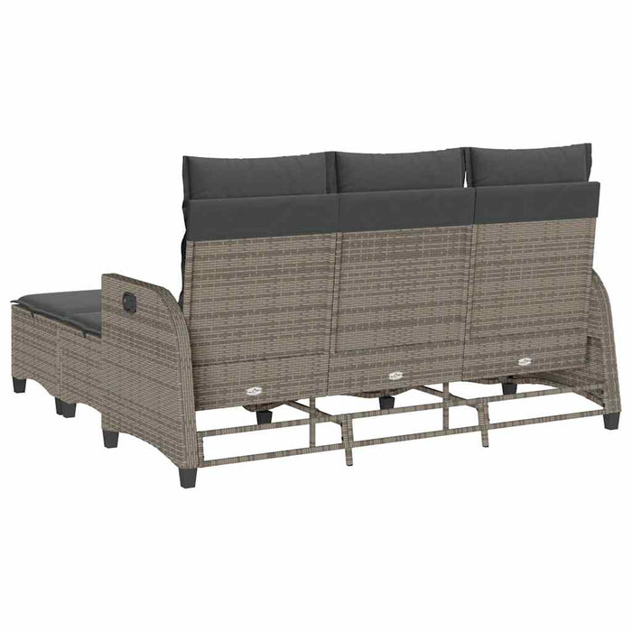 3 Piece Garden Sofa Set With Cushions L-Shaped Grey Poly Rattan Ttxnlab