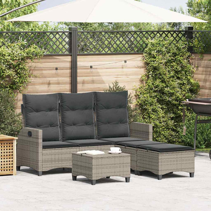 3 Piece Garden Sofa Set With Cushions L-Shaped Grey Poly Rattan Ttxnlab