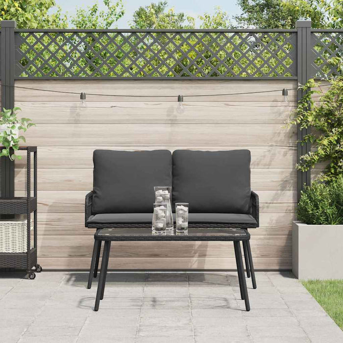 Garden Dining Set 2 Pcs Black Poly Rattan Ttxnlal