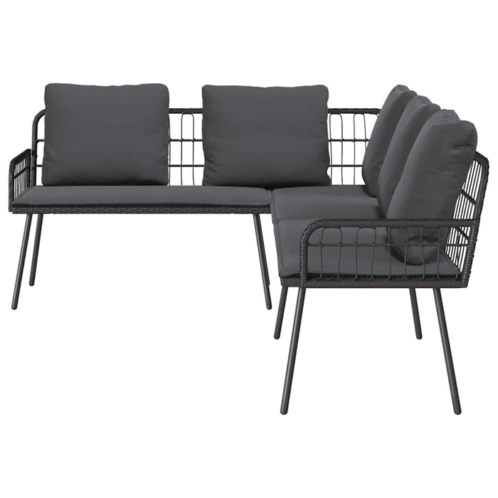 Garden Sofa Set 2 Pcs Black Poly Rattan Ttxnlpx