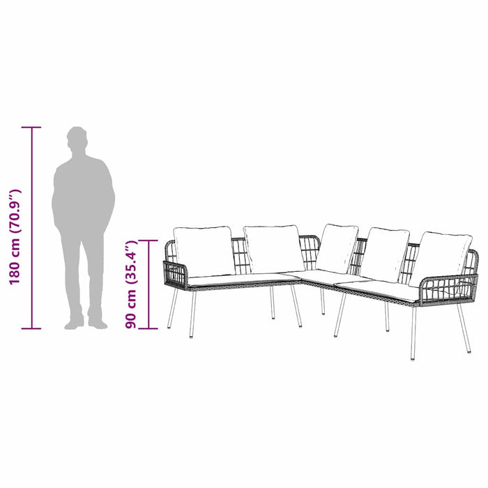 Garden Sofa Set 2 Pcs Black Poly Rattan Ttxnlpx