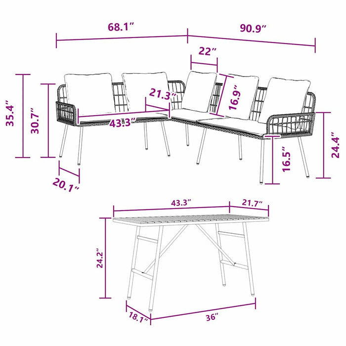 Garden Sofa Set 2 Pcs Black Poly Rattan Ttxnlpx