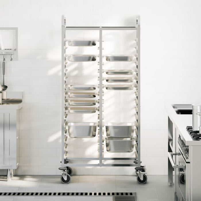 Tray Trolley With 32 Gn Containers 75X55X162.5 Cm Stainless Steel Aobnbix
