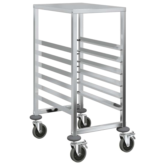 Tray Trolley With 6 Gn Containers 39X55X87 Cm Stainless Steel Aobnbit