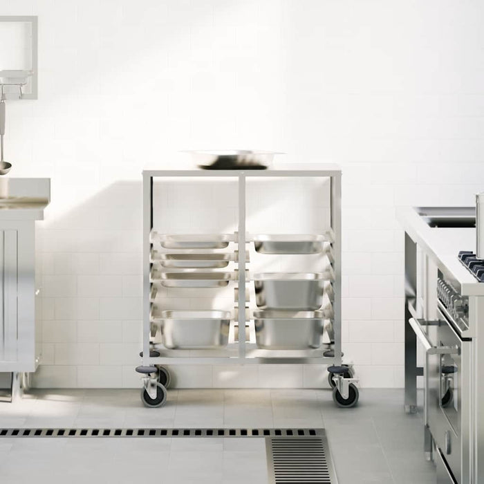 Tray Trolley With 12 Gn Containers 75X55X87 Cm Stainless Steel Aobnbia